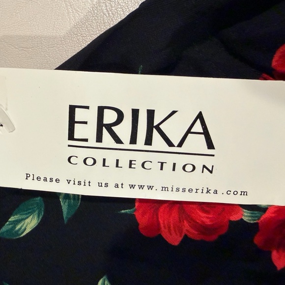 Erika Black Maxi Dress with Red Floral Design - Picture 8 of 8